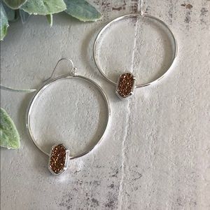 Warm Amber Drusy Hoops